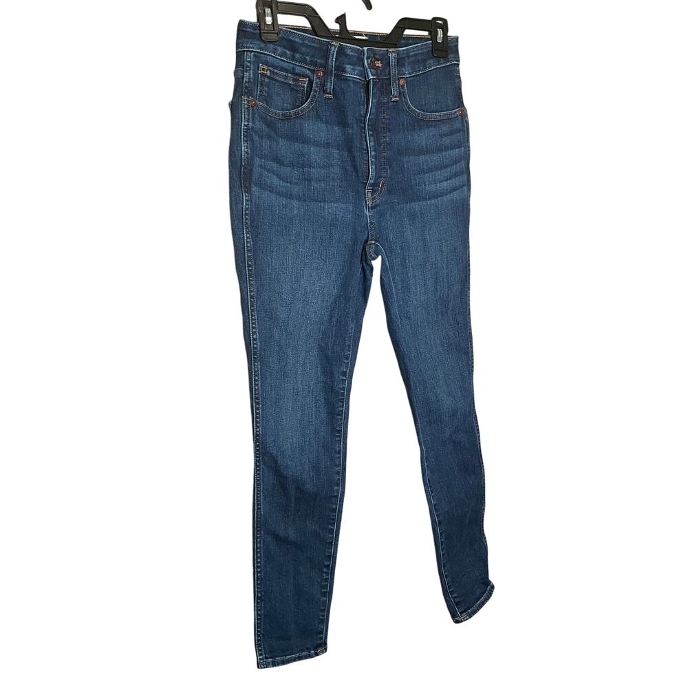 Madewell Curvy High-Rise Skinny Jeans Whisker Denim Stretch Dark Wash Blue Sz 27